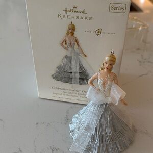 NIB 2008 Hallmark Celebration Barbie Ornament  silver gown keepsake holiday